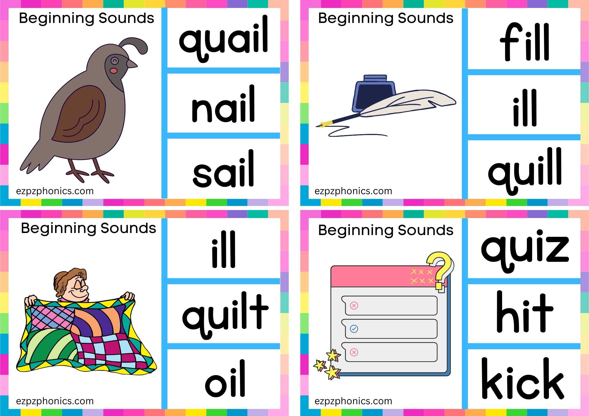 Letter Q Look At The Image And Clip The Correct Word Group 2